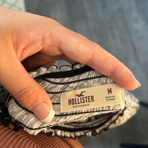 Hollister Black & White Flower Printed Off the Shoulder Dress